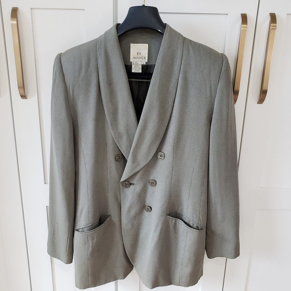 En Avance Blazer Womens 8 Micro Houndstooth Shawl Collar Made in USA